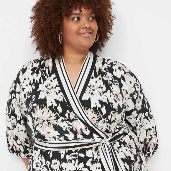 NWT Lane Bryant Black and White Floral Midi Dress - Picture 4 of 5